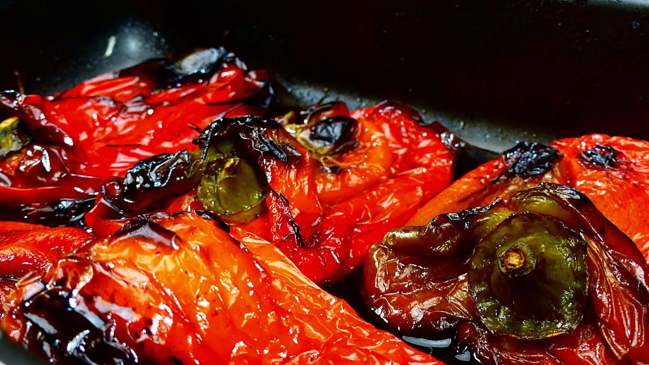 pimientos asados al horno sin aceite