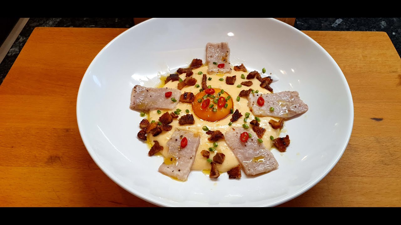 puré de patatas con yema de huevo