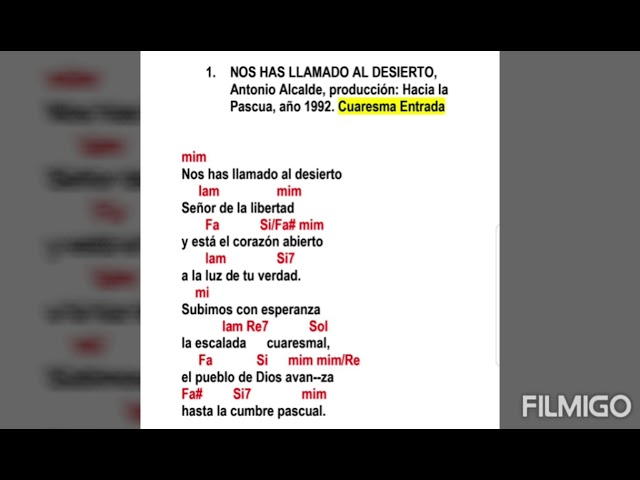 nos has llamado al desierto letra